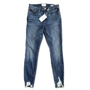 NWT FRAME Le Skinny de Jeanne Jeans Women's Size 28 Mid Rise Denim Blue Frayed
